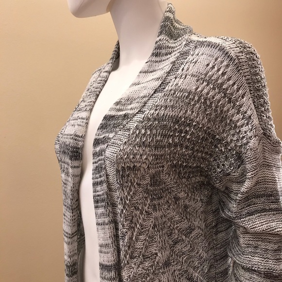 Leo Nicole Open Front Long Cardigan Sweater Womens Size Medium Grey - Picture 11 of 14